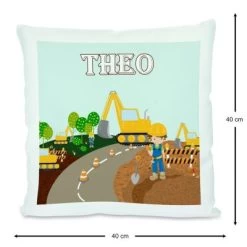 CreaDesign Dekokissen Kinder 40 X 40 Cm Bagger Mit Name Personalisiert -Spielzeugladen 30544836 03