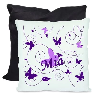 CreaDesign Dekokissen Kinder 40 X 40 Cm Schmetterling Flieder Lila Mit Name Personalisiert 4 CreaDesign Dekokissen Kinder 40 X 40 Cm Schmetterling Flieder Lila Mit Name Personalisiert – Bild 2