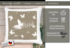 CreaDesign Dekokissen Kinder 40 X 40 Cm Schmetterling Cappuchino Mit Name Personalisiert -Spielzeugladen 30544922 05