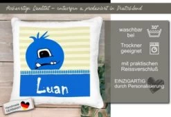 CreaDesign Dekokissen Kinder 40 X 40 Cm Monster Blau Mit Name Personalisiert -Spielzeugladen 30544981 05