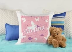 CreaDesign Dekokissen Kinder 40 X 40 Cm Schmetterling Rosa Lila Mit Name Personalisiert -Spielzeugladen 30545000 04