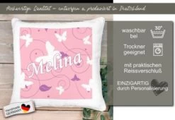 CreaDesign Dekokissen Kinder 40 X 40 Cm Schmetterling Rosa Lila Mit Name Personalisiert -Spielzeugladen 30545000 05