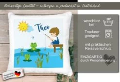 CreaDesign Dekokissen Kinder 40 X 40 Cm Froschteich Mit Name Personalisiert -Spielzeugladen 30545037 05