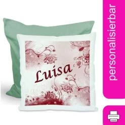 CreaDesign Dekokissen Kinder 40 X 40 Cm Blumen Rot Mit Name Personalisiert