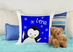 CreaDesign Dekokissen Kinder 40 X 40 Cm Pinguin Blau Mit Name Personalisiert -Spielzeugladen 30545145 04