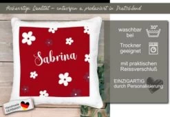 CreaDesign Dekokissen Kinder 40 X 40 Cm Blumen Rot Mit Name Personalisiert -Spielzeugladen 30545243 05