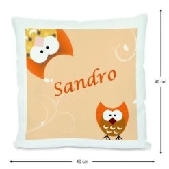 CreaDesign Dekokissen Kinder 40 X 40 Cm Eule Orange Mit Name Personalisiert -Spielzeugladen 30545262 03