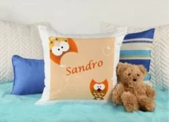 CreaDesign Dekokissen Kinder 40 X 40 Cm Eule Orange Mit Name Personalisiert -Spielzeugladen 30545262 04