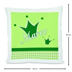CreaDesign Dekokissen Kinder 40 X 40 Cm Prinz / Prinzessin Grün Mit Name Personalisiert -Spielzeugladen 30545286 03