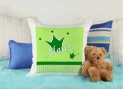 CreaDesign Dekokissen Kinder 40 X 40 Cm Prinz / Prinzessin Grün Mit Name Personalisiert -Spielzeugladen 30545286 04