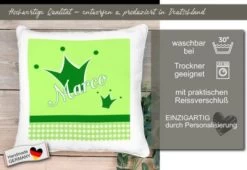CreaDesign Dekokissen Kinder 40 X 40 Cm Prinz / Prinzessin Grün Mit Name Personalisiert -Spielzeugladen 30545286 05