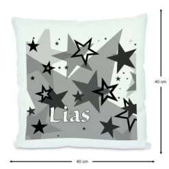 CreaDesign Dekokissen Kinder 40 X 40 Cm Sterne Schwarz Mit Name Personalisiert -Spielzeugladen 30545364 03