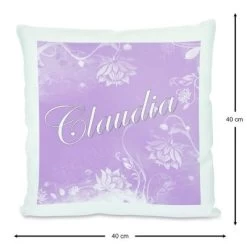 CreaDesign Dekokissen Kinder 40 X 40 Cm Blumen Flieder Mit Name Personalisiert -Spielzeugladen 30545380 03