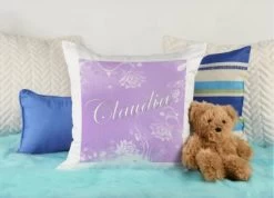 CreaDesign Dekokissen Kinder 40 X 40 Cm Blumen Flieder Mit Name Personalisiert -Spielzeugladen 30545380 04