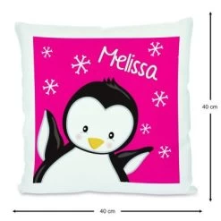CreaDesign Dekokissen Kinder 40 X 40 Cm Pinguin Pink Mit Name Personalisiert -Spielzeugladen 30545414 03