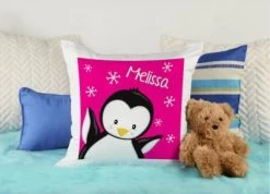 CreaDesign Dekokissen Kinder 40 X 40 Cm Pinguin Pink Mit Name Personalisiert -Spielzeugladen 30545414 04