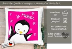 CreaDesign Dekokissen Kinder 40 X 40 Cm Pinguin Pink Mit Name Personalisiert -Spielzeugladen 30545414 05