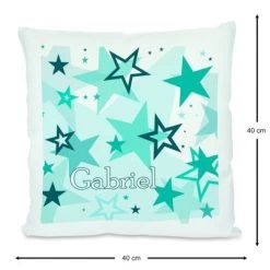CreaDesign Dekokissen Kinder 40 X 40 Cm Sterne Türkis Mit Name Personalisiert -Spielzeugladen 30545477 03