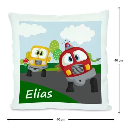 CreaDesign Dekokissen Kinder 40 X 40 Cm Auto Cartoon Mit Name Personalisiert 5 CreaDesign Dekokissen Kinder 40 X 40 Cm Auto Cartoon Mit Name Personalisiert – Bild 3