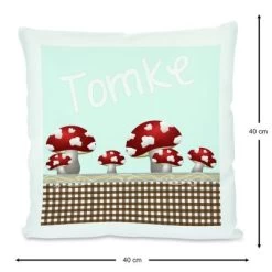 CreaDesign Dekokissen Kinder 40 X 40 Cm Pilz Hellblau Mit Name Personalisiert -Spielzeugladen 30545635 03