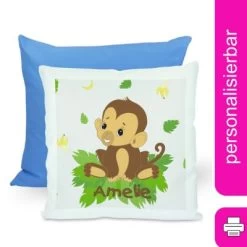 CreaDesign Dekokissen Kinder 40 X 40 Cm Affe Mit Name Personalisiert