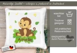 CreaDesign Dekokissen Kinder 40 X 40 Cm Affe Mit Name Personalisiert -Spielzeugladen 30545664 05