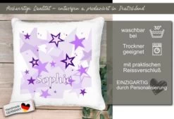 CreaDesign Dekokissen Kinder 40 X 40 Cm Sterne Lila Mit Name Personalisiert -Spielzeugladen 30545673 05