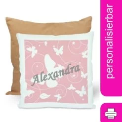 CreaDesign Dekokissen Kinder 40 X 40 Cm Schmetterling Altrosa Mit Name Personalisiert