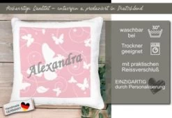 CreaDesign Dekokissen Kinder 40 X 40 Cm Schmetterling Altrosa Mit Name Personalisiert -Spielzeugladen 30545765 05