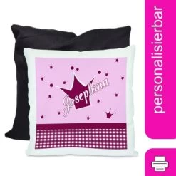 CreaDesign Dekokissen Kinder 40 X 40 Cm Prinz / Prinzessin Brombeere Mit Name Personalisiert