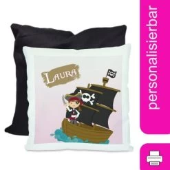 CreaDesign Dekokissen Kinder 40 X 40 Cm Piratin Mit Name Personalisiert