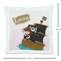 CreaDesign Dekokissen Kinder 40 X 40 Cm Piratin Mit Name Personalisiert -Spielzeugladen 30545816 03