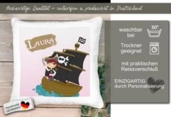 CreaDesign Dekokissen Kinder 40 X 40 Cm Piratin Mit Name Personalisiert -Spielzeugladen 30545816 05