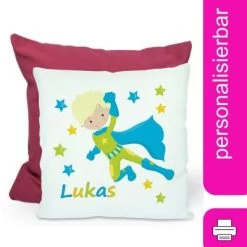 CreaDesign Dekokissen Kinder 40 X 40 Cm Superheld Mit Name Personalisiert