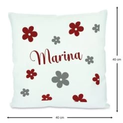 CreaDesign Dekokissen Kinder 40 X 40 Cm Blumen Grau Brombeere Mit Name Personalisiert -Spielzeugladen 30545861 03