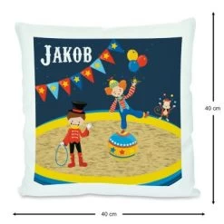 CreaDesign Dekokissen Kinder 40 X 40 Cm Zirkus Mit Name Personalisiert -Spielzeugladen 30545862 03