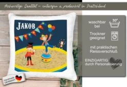 CreaDesign Dekokissen Kinder 40 X 40 Cm Zirkus Mit Name Personalisiert -Spielzeugladen 30545862 05