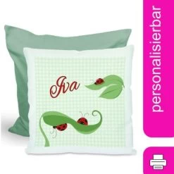 CreaDesign Dekokissen Kinder 40 X 40 Cm Marienkäfer Mit Name Personalisiert