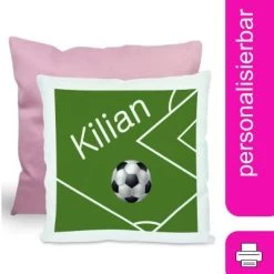 CreaDesign Dekokissen Kinder 40 X 40 Cm Fußball Mit Name Personalisiert