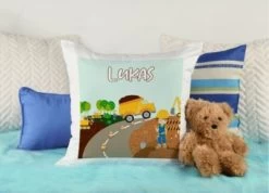 CreaDesign Dekokissen Kinder 40 X 40 Cm Baustelle Mit Name Personalisiert -Spielzeugladen 30545944 04