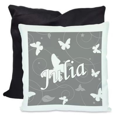 CreaDesign Dekokissen Kinder 40 X 40 Cm Schmetterling Grau Mit Name Personalisiert 4 CreaDesign Dekokissen Kinder 40 X 40 Cm Schmetterling Grau Mit Name Personalisiert – Bild 2