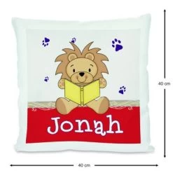 CreaDesign Dekokissen Kinder 40 X 40 Cm Leselöwe Rot Mit Name Personalisiert -Spielzeugladen 30546027 03