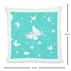 CreaDesign Dekokissen Kinder 40 X 40 Cm Schmetterling Türkis Mit Name Personalisiert -Spielzeugladen 30546072 03