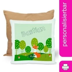 CreaDesign Dekokissen Kinder 40 X 40 Cm Fuchs Mit Name Personalisiert